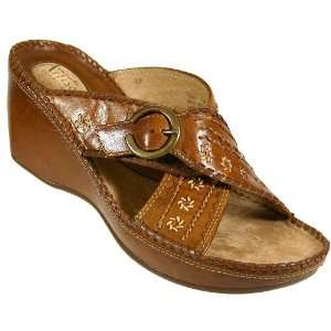  CLARKS ARTISAN GOTHIC Peanut Leather Wedge Sandals Women 