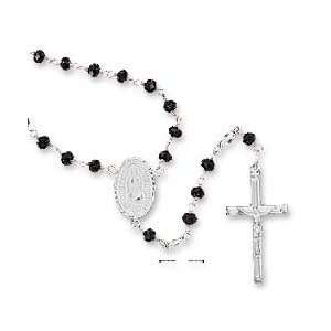   Onyx Rosary Beads Crucifix Virgin Mary Medallion   JewelryWeb Jewelry