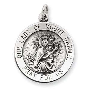  Sterling Silver Antiqued Our Lady of Mount Carmel Medal Jewelry