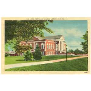 1940s Vintage Postcard John Preston McConnell Library Radford Virginia