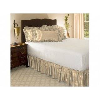 Queen Champagne Satin Ruffled Bed Skirt, 18 Drop