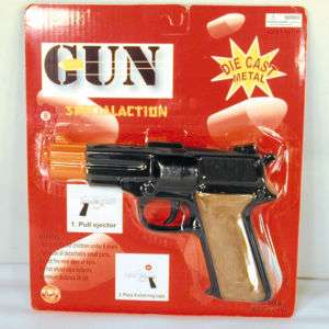DIECAST 45 MAGNUM BLACK PISTOL METAL CAP GUN play toy  