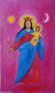 Original Painting Virgin Mary Naive Morillo Naive Art  