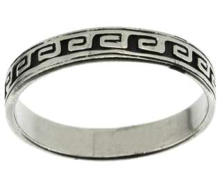 925 Sterling Silver Band Greek Key Ring Size 12  
