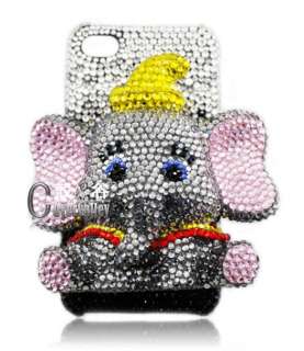   Swarovski full crystals DUMBO elephant hard case cover iPhone 4 4s R3