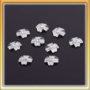   DIY White 3d Flower Shinning Rhinestone Nail Art Sticker 10pcs B0014