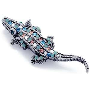    Colorized Alligator Swarovski Crystal Animal Pin Brooch: Jewelry