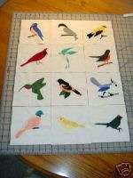 Bird applique set of 12 birds for quilt top block kit  