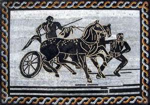 Ancient Greek Scene Marble Mosaic Art Tiles Stone Mural  