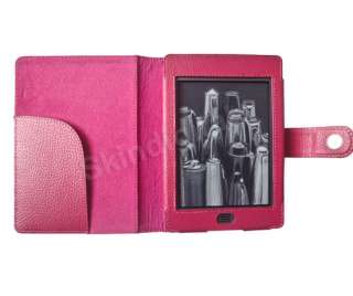 For  Kindle Touch eReader Hot Pink GENUINE LEATHER Case Cover 