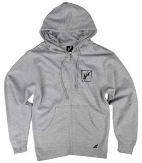 JSLV Clothing Squared Outline Zip Up Fleece Hoodie   Athletic Heather 