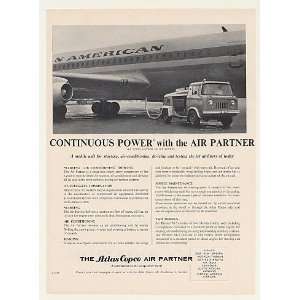  1960 Pan Am Airlines Jet Atlas Copco Air Partner Print Ad 