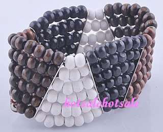 wholesale 50pcs assorted wood beaded charm bracelets  