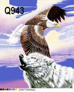 WOLF & EAGLE, 2 PLY Designed Blankets Gift Q8943  