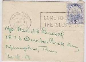 Bermuda Isles of Rest Slogan Cancel on Cover to US  