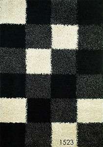 Black & White SHAG Collection 33x47 Squares Design Carpet Area Rug 