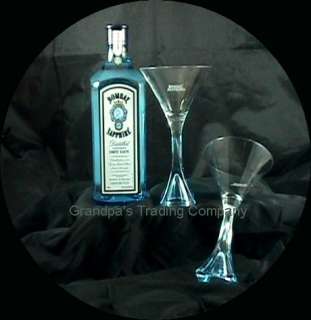 Bombay SAPPHIRE Hand Blown Crystal Twist Stem Gin Martini Glasses 