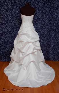   Bridal T8946R White Satin w/ Lace, Skirt Pick ups Wedding Dress  