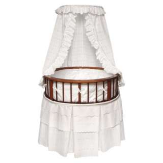 Badger Basket Cherry Elegance Round Bassinet with Bedding   White 