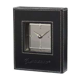    Metropolitan Leather Desk Clock Black 1100 25BK: Home & Kitchen