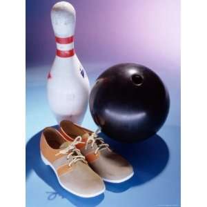  Bowling Ball with a Bowling Pin and Bowling Shoes Giclee 