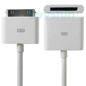 White 30 PIN Dock Extender Extension Cable For iPhone 4S Male to 