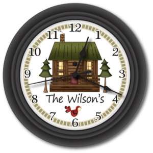 Personalized Country Log Cabin House Wall Clock   GIFT  