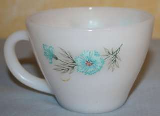 Vintage Fire King Blue & White Flower Coffee Cup Mug  