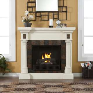 Carrington Convertible Ivory Gel Fireplace 47 Flat screen TV Stand 
