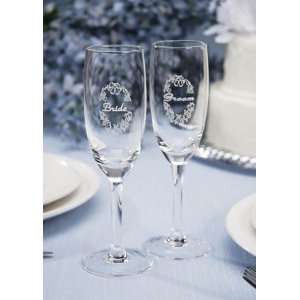  Bride & Groom Champagne Glasses