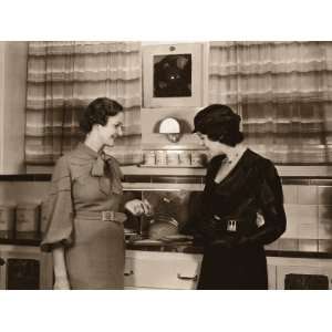  Two Women Friends Chatting in Kitchen, Circa 1930s 