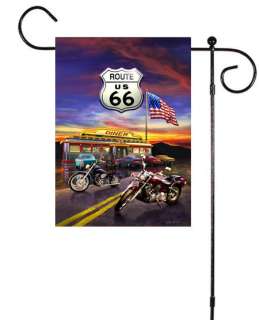 Route 66 classic diner classic cars cycle Small Flag  