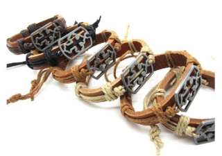 12PCS wholesale LOT CROSS gift genuine Leather Bracelet  