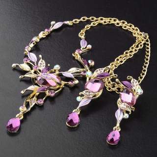   Jewelry Set,Swarovski Crystal Flora Drop Necklace & Earrings  
