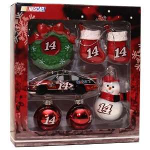  NASCAR #14 7 Peice Collectable Christmas Ornament Set 