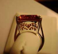 8ct Square Cut Cognac Orange Citrine Sterling Silver 925 Filigree Ring 