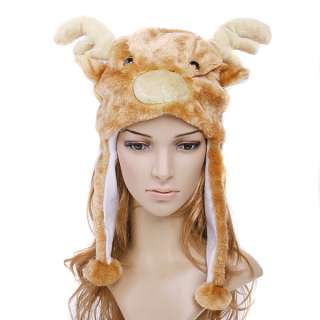 Cartoon Animal Elk Fluffy Plush Warm Cap hat H2707  