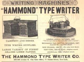1888 ad hammond typewriter and desk  