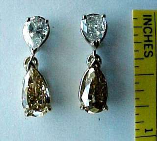 THREE CARAT ANTIQUE DIAMOND DROP EARRINGS ESTATE SALE  