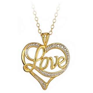 18K Gold over Sterling Silver Diamond Accent Love Heart Pendant + 18 