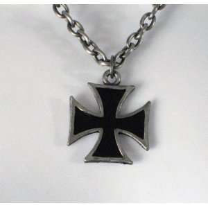  Iron Cross Necklace Punk Pendant Chain Black Metal Rock 