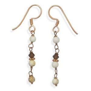  Magnesite and Crystal Drop Copper Earrings Jewelry