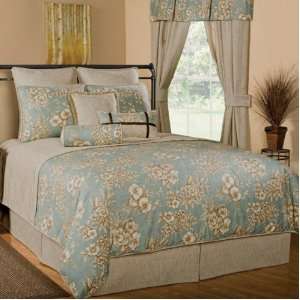   Blue And Beige Floral 4 Piece Daybed Comforter Set