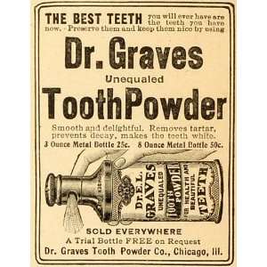 1904 Ad Dr. Graves Unequaled Tooth Powder Dentifrice Dental Teeth Care 