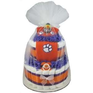 Clemson Tigers Collegiate Diaper Cake Two Tiers New Baby Gift Basket 
