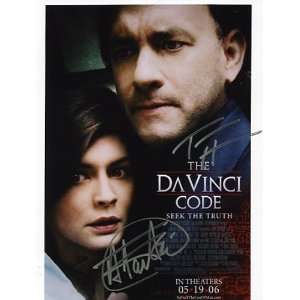 Tom Hanks and Audrey Tautou Autographed/Hand Signed The DaVinci Code 