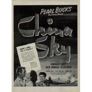Ad, CHINA SKY, starring Randolph Scott, Ruth Warrick, and Ellen Drew 