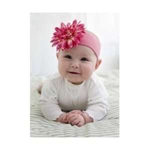  Jamie Rae Candy Pink Cotton Headband with a Pink Daisy 