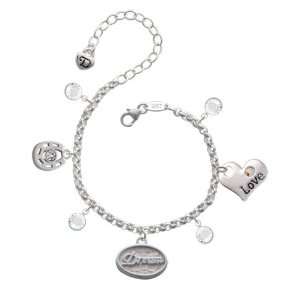  Dream   Oval Seal Love & Luck Charm Bracelet with Clear 