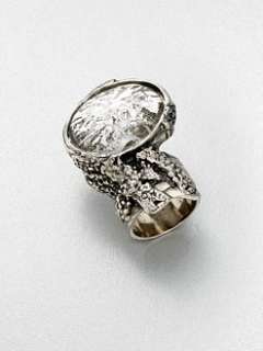 Yves Saint Laurent   Antique Inspired Silvertone Arty Ovale Ring 